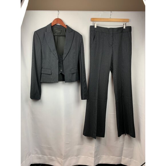 Women’s BCBG Maxazria Gray Striped Suit Set Size M and Pant Size 8 - Picture 1 of 15